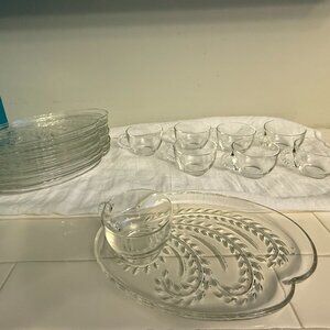 Handblown Crystal Party Plates with Punch Cups (set of 8)